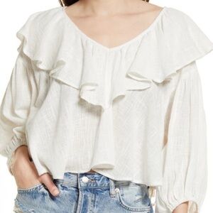 Free People Ivory Zuri Ruffle Blouse‎ size M NWT